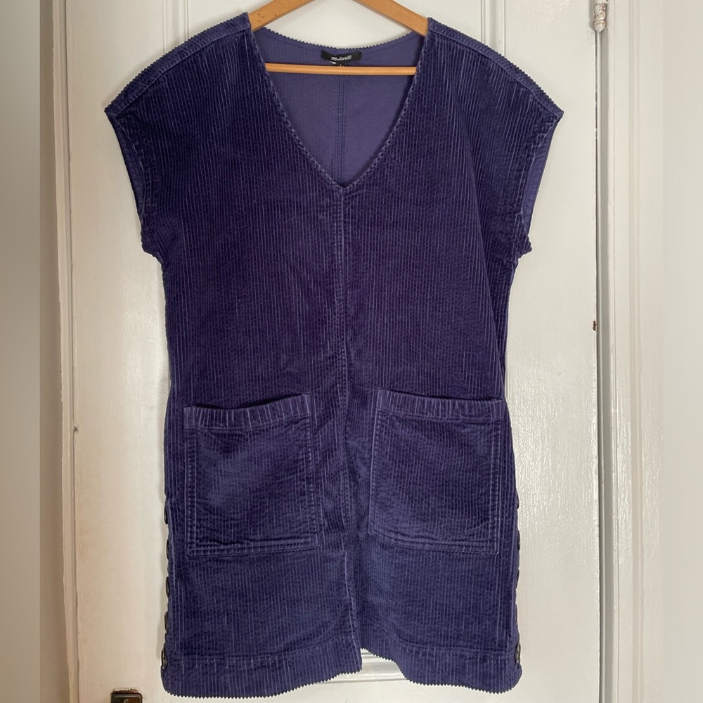 Madewell blue corduroy shift dress, Small